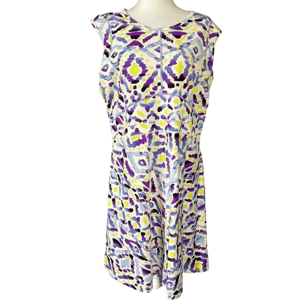 Title Nine Dress Womens XL Multicolor Geometric Tank Fit & Flare Athletic Travel